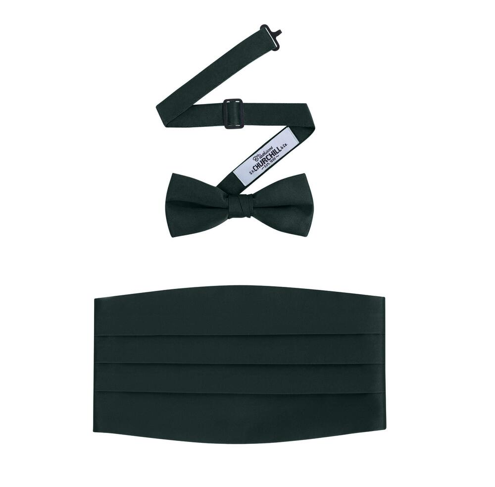6982 Formal Satin Bowtie and Cummerbund Set - Hunter Green, By S. H.